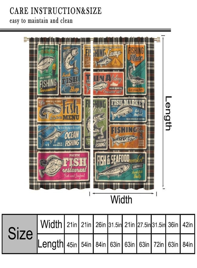 YSWOW Fish Curtains Rustic Cabin Hunting Fishing Art Printed Blackout Window Drapes for Bedroom Living Room Kitchen Decor Fabric Set 2 Panel 42x45 Inch 30% Shading Rate - Image 2